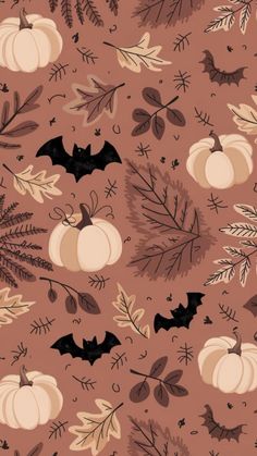 a bat and pumpkin pattern on a brown background