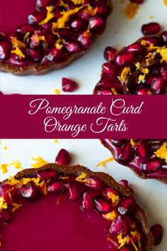 pomegranate curd orange tarts on top of each other