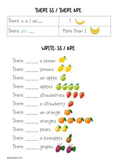 there is an apple, oranges and lemons on this worksheet