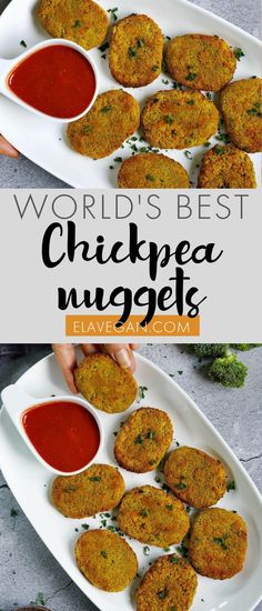 the world's best chickpea nuggies are served with ketchup