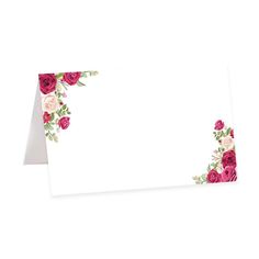 two blank cards with red and pink roses on them