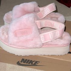 As Seen On Kylie! Brand New. Sold Out Online Send Me Offers!! Shoes Pink Aesthetic, Pink Obsessed, Pink Stocking Stuffers, Pretty Pink Shoes, Uggs Collection, Dream Shoe Collection, Pink Girly Shoes, Matching Couple Slippers, Girly Jordans