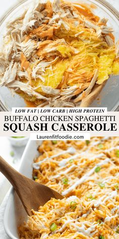 this buffalo chicken spaghetti squash casserole is the perfect side dish for any meal