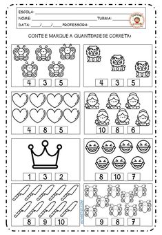 the worksheet for learning numbers and counting with pictures to match them up in spanish