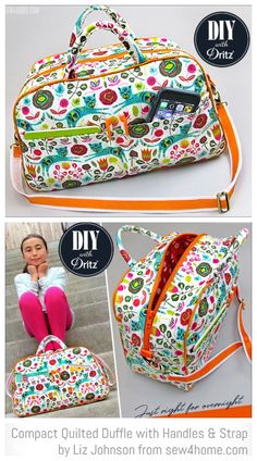 the sewing pattern for this duffle bag is easy to sew and has many pockets