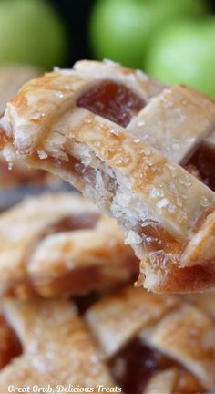 A close up photo of an apple pie cookie with a bite taken out of it. Apple Pie Cookies, Pie Cookies, Flaky Crust, Cookie Pie, Autumn Flavors, Cookie Desserts, Sweet Snacks, Apple Pie, Tart