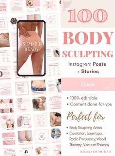 Want to tell the world that you're offering Non-invasive body sculpting services but not sure where to start? Sure, you can get around simple tools like Canva but making something from scratch is intimidating, and expensive to outsource.  What if you could make your Instagram posts as professional and engaging as if you hired a graphic designer for thousands? Let me help you jump over the hurdle by using my research and design training to get you started.  These Body Sculpting Instagram posts wi Submental Lipo Before And After, Lipo 360 Before And After Plus Size, Vacuum Therapy, Wood Therapy, Wellness Ideas, Laser Lipo, Lymph Drainage, Summer Body, Ig Stories