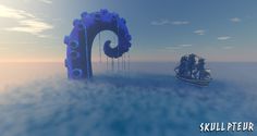 Minecraft Underwater Builds Ideas, Minecraft Kraken Build, Minecraft Sea Creature Build, Minecraft Sea Monster, Minecraft Kraken, Minecraft Octopus, Minecraft Whale