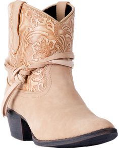 Dingo Women's Floral Tooled Knotted Strap Ankle Boots - Round Toe, Tan Cowgirl Boots Wedding, Shyanne Boots, Classic Black Boots, Country Shoes, Boho Boots, Wedding Boots, Estilo Country, Slouched Boots, Outfit Winter