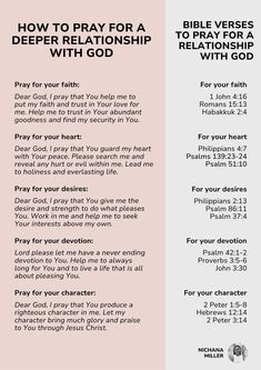 two different bibles with the words, how to pray for a deeper relationship with god