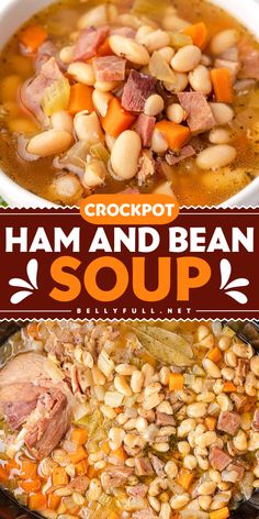 Warm up with an easy winter recipe like Crockpot Ham and Bean Soup! This hearty dinner recipe uses leftover ham and white beans in a simple dump and go crockpot recipe. It’s dairy free and gluten free, making it perfect for everyone. Make this comforting soup and enjoy! Crockpot Beans And Ham, Slow Cooker Smoked Ham, Best Crockpot Ham, Crockpot Ham And Bean Soup, Bean Soup Crockpot, Crockpot Ham And Beans, Bean Soups, Yummy Vegetables