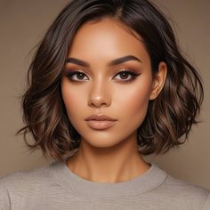 Olive Skin Makeup, Curly Hair Dos, Balayage Hair Caramel, Hair Pics, Sew In Hairstyles, Cute Hair Colors, Medium Bob Hairstyles, Caramel Hair, Long Dark Hair