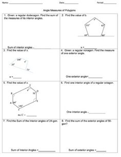 worksheet showing the properties of polygonics