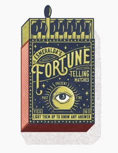 an image of fortune telling matchbox with eye on it's front and back side