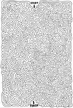 a black and white maze with the word start to finish on it, as well as an