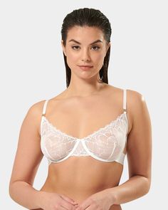 The Tori bra offers the perfect combination of gorgeous lace, branded straps and supportive wiring to create a beautiful silhouette that youâ€™ll find yourself reaching for time and time again. Equal parts elegant and contemporary, this multitasking piece is perfect for everyday wear and bringing a feminine touch to your top-drawer collection. Style with the remaining pieces from the Tori collection for a look with an unforgettable impact. Posture Bra, Bras Lace, White Bralette, Strappy Bra, Black Bra, Bra And Panty Sets, Bra Set, Stretch Lace, Bra Lingerie