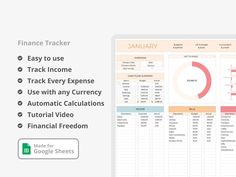 the finance tracker is displayed on a computer screen, and it shows how to use it