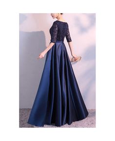 Get 10% off now! Buy navy blue long satin empire formal dress with half sleeves at cheap price online. Free stable shipping and pro custom service since 2009. Short Sleeve Satin Evening Dress For Prom Season, Blue Half Sleeve Evening Dresses, Farewell Outfits, Navy Homecoming Dress, Navy Blue Homecoming Dress, Sleeve Formal Dress, Blue Homecoming Dress, Dress Half Sleeve, Bridal Cap