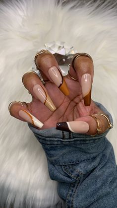 Nails Creative, Colors Nails, Teal Nails, Nude Nail, Fall Acrylic Nails, Glamorous Nails, Brown Nails, Coffin Nails Designs