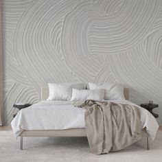 Ariella Wallpaper by Wall Blush in modern bedroom with focus on elegant swirl design. Wallpapers Texture Interior Design, Modern Wallpaper Texture, Wallpaper Living Room Accent Wall, Acrylic Paint Texture, Orange Peel Wall Texture, Wall Blush, Orange Peel Texture, Concrete Wallpaper, Wallpaper For Wall