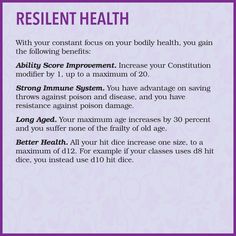 DnD 5e Feat Resilent Health by Me.Mimic Tomb Of Annihilation, Stronger Immune System, Dnd Stuff, Your Character, Dungeon Master, Dnd Characters