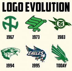 the evolution of logo evolution from logos to emblems, including an eagle and other symbols