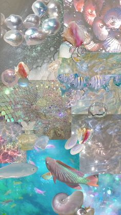 an image of many different things in the water with bubbles and other things around it