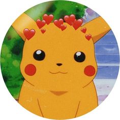 an image of a pikachu with hearts on its head