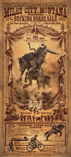 an old poster advertising a rodeo show