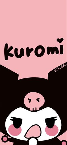 an image of a cartoon character with the word kuromi on it's face