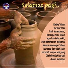 an image of a person making pottery on a potter's wheel with the words selamat pagi above it