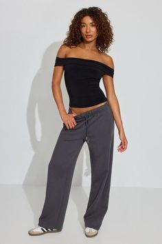 Fiona Off Shoulder Top, Jet Black Off Shoulder Top, Off The Shoulder Top, Off Shoulder Tops, Trouser Pants, Jet Black, Short Tops, Cowl Neck, Shoulder Top, Short Sleeves Tops