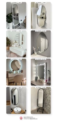 various images of different types of mirrors and lights