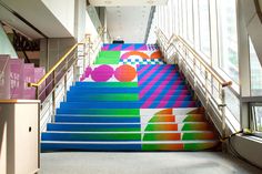 the stairs are brightly painted with colorful designs