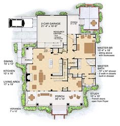 this is an image of the floor plan for a house that has 2 car garages