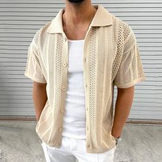 Streetwear Short Sleeve Fashionable Beach Cardigan Tess Men Clothing Lapel Button Tops 2024 All Match Hollow Out Knitted Shirts Applicable Scene: Daily Material: COTTON Sleeve Length(cm): short Applicable Season: summer Decoration: hollow out Pattern Type: Solid Gender: MEN Color Style: Solid Type: regular Tops Type: POLOS Sleeve (cm) Bust Size(cm) Waist(cm) Length(cm) Hip Size (cm) S - - - - - M 24 110 - 69 - L 25 114 - 70 - XL 26 118 - 71 - XXL 27 122 - 72 - 3XL - - - - - "Size measured by ourselves, sometimes has some errors, but always within 3cm." “If you have any questions about the size, please contact me” Wholesale and drop shipping are both welcomed. For wholesale,we will offer discount or free express shipping which only takes 3-7 days to arrive. For drop shipping,we could send t Brazil Beach, Streetwear Shorts, Beach Outfits, Beach Casual, Solid Color Shirt, Knitwear Men, Men Shirt Style, Men's Knit, Vintage Casual