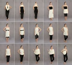 a series of photos showing different ways to wear black and white clothes