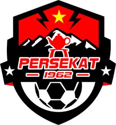 the logo for persekat since is red, white and black with a soccer ball on it