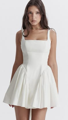 Short Pollera, Dreamy Aesthetic, Classic Vibe, Mini Sundress, Suspender Skirt, Bow Dress, Backless Mini Dress, Linnet, White Bow