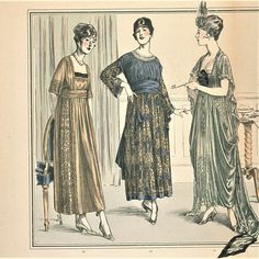 Fashion Plate - Les Elegances Parisienne - 1917 1918 Fashion Woman, 1917 Fashion, 1918 Fashion, 10s Fashion, Historical Outfits, Historical Gowns, Fashion 1910, 1920 Fashion