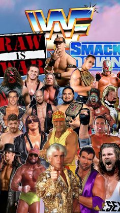 an image of many different wrestling wrestlers in the same collage, including one wrestler