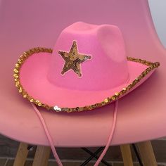 Brand New. Cute For Festival Szn, A Bachelorette Or A Birthday Cowgirl Theme. Gold Sequin Star With Sequins Trim Includes Pink Bandana Trendy Pink Party Hat, Fun Pink Hats For Country Events, Fun Pink Hat For Country Events, Cute Pink Party Hat, Trendy Pink Hat For Birthday, Playful Pink Festival Hat, Cute Pink Festival Hat, Pink Summer Birthday Hat, Pink Bandana