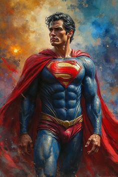 a painting of a man dressed as superman