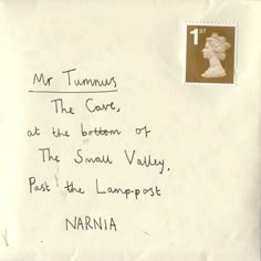 an envelope with a stamp on it that says, mr thomas the carer at the bottom of the postal seal