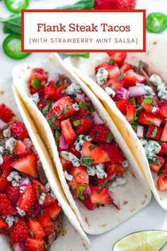 two tacos filled with strawberries and other toppings