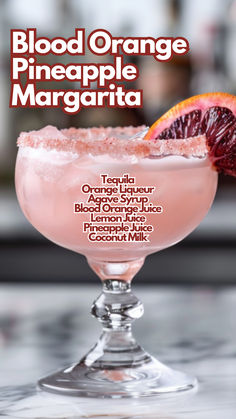 Blood Orange Pineapple Margarita Coconut Water Alcoholic Drinks, Margaritas Recipes, Blood Orange Cocktail, Pineapple Margarita, Orange Cocktails, Margarita Cocktail