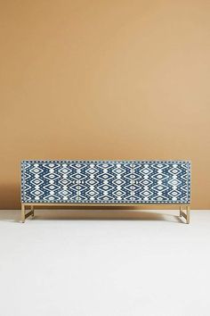 Ikat Bone Inlay Media Console Blue TV Unit 1 Bone Inlay Console, Bone Inlay Side Table, Bone Inlay Tray, Sofa Bar, Media Console Table, Hanging Furniture, Bone Inlay Furniture, Console Tv, Inlay Furniture