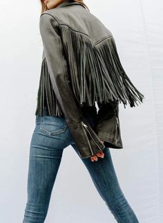 Leather Fringe Coats & Jackets, Punk Biker Jacket With Long Sleeves For Fall, Punk Long Sleeve Biker Jacket For Fall, Punk Style Long Sleeve Leather Jacket For Fall, Urban Outerwear For Biker Events In Fall, Leather Fringe Outerwear For Fall, Fall Leather Outerwear With Fringe, Fitted Leather Jacket For Biker Events In Fall, Fitted Biker Leather Jacket For Fall