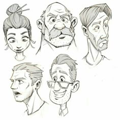 some sketches of people with different facial expressions