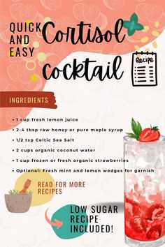 Explore these wonderful cortisol cocktail recipes that offer incredible health benefits! Our adrenal cocktails are designed with natural remedies to help you lower cortisol levels naturally and reduce cortisol belly. Each cortisol cocktail recipe is simple to prepare and tastes fantastic. Click to find out how these drinks can help you feel balanced and stress-free! #NaturalColdCuresAndHomeRemedies Homemade Cortisol Drink, Lower Cortisol Recipes, Natural Cortisol Cocktail, How To Increase Cortisol Levels, Cortisol Balancing Drink, Cortisol Reducing Drink, High Cortisol Cocktail, Cortisol Lowering Drink, Lower Cortisol Drink